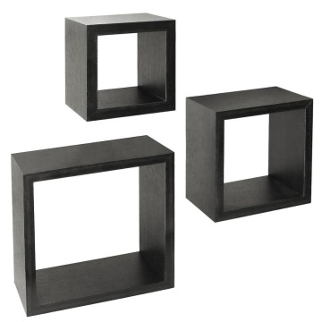 Decorative Espresso Finish wall Set of 3 Floating Cube Shelves