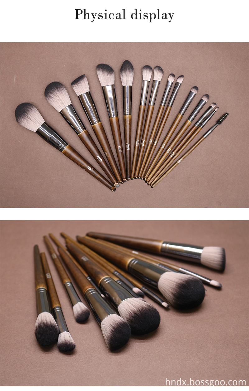 14Pcs Premium Solid Wood Makeup Brush Set