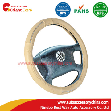 Cream Steering Wheel Cover With Chrome Trim