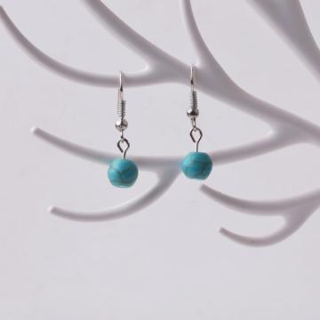 Turquoise 8MM Bead Earring with 925 Silver
