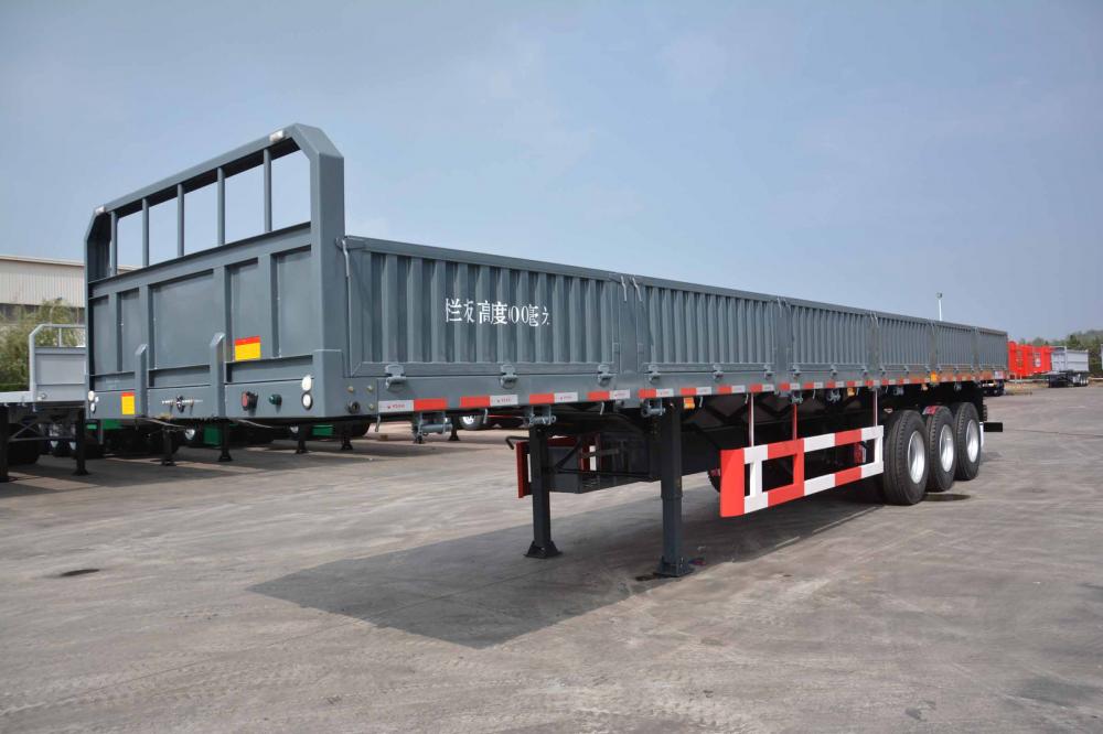 3 Axle Flatbed Semi Trailer Stake Cargo Container Trailer With Side Wall