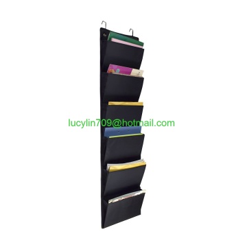 Over The Door hanging file organizer Wall Mount Fabric Collapsible Magazine holder, Shelf Storage Pocket Chart Folder,6 Pockets