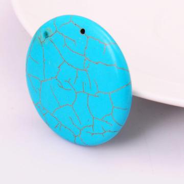 Turquoise Coin Gemstone Jewelry Necklace Pendant 40MM