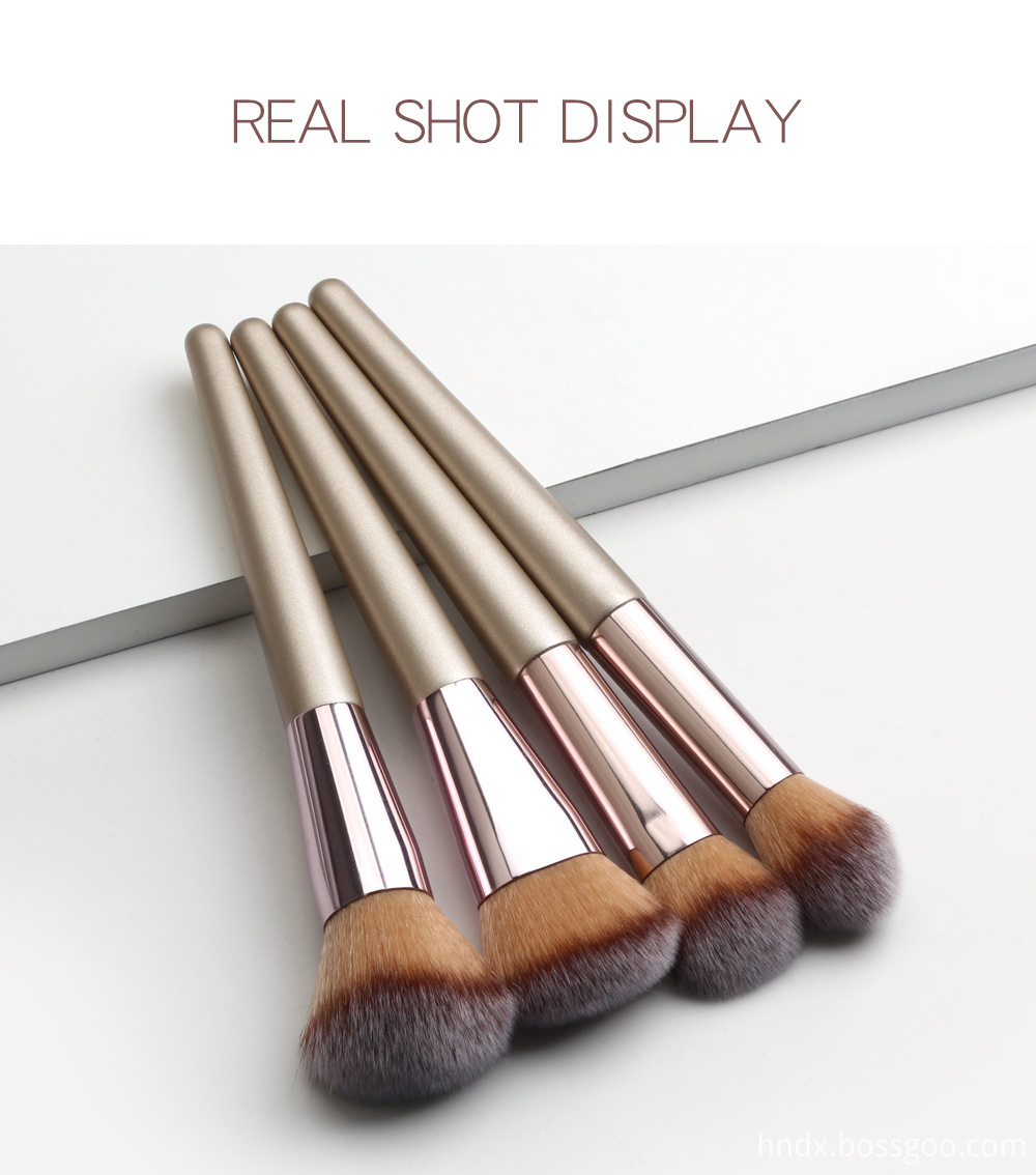 4 Piece Champagne Gold Makeup Brushes set color