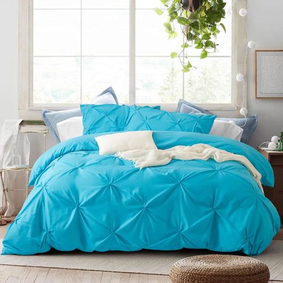 Microfiber Duvet Cover Set With Pull Flower Stitching