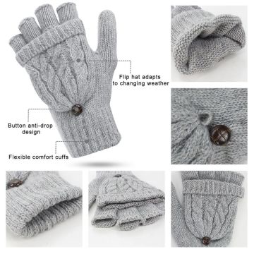 Digitek Women's Gloves Fingerless Cable Knit Mittens
