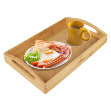 Rectangle Bamboo Butler Serving Tray With Handles for home