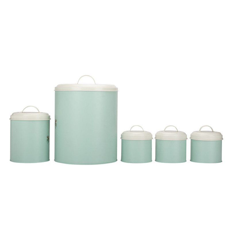 Cream green bread bin set