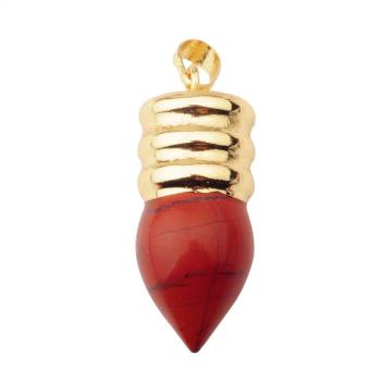 Natural Lamp Bulb Gemstone Red Jasper Pendant Plated Gold