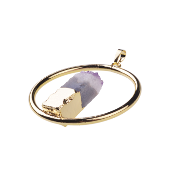 Gold Plated Amethyst Pendant Necklace Charm Pendulum