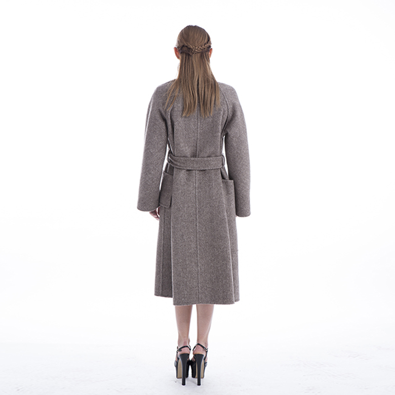 Winter women's cashmere coat with belt