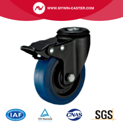 Bolt Hole Bule elastic rubber casters with total brake
