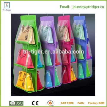6 Shelf Bags Hanging Storage Hanger Purse Handbags plastic pocket hanging organizer