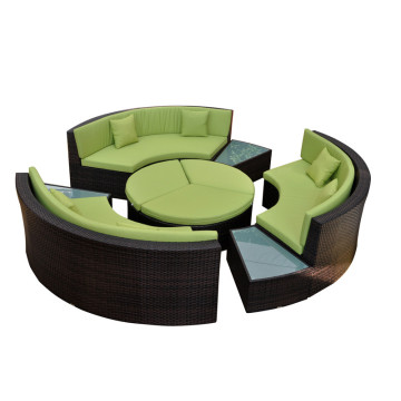 Curved sectional wicker sofa set