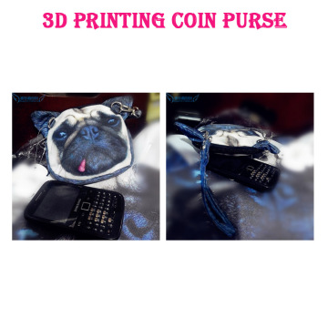 fashion cheapest 3d dog Face Zipper small cute coin Bag