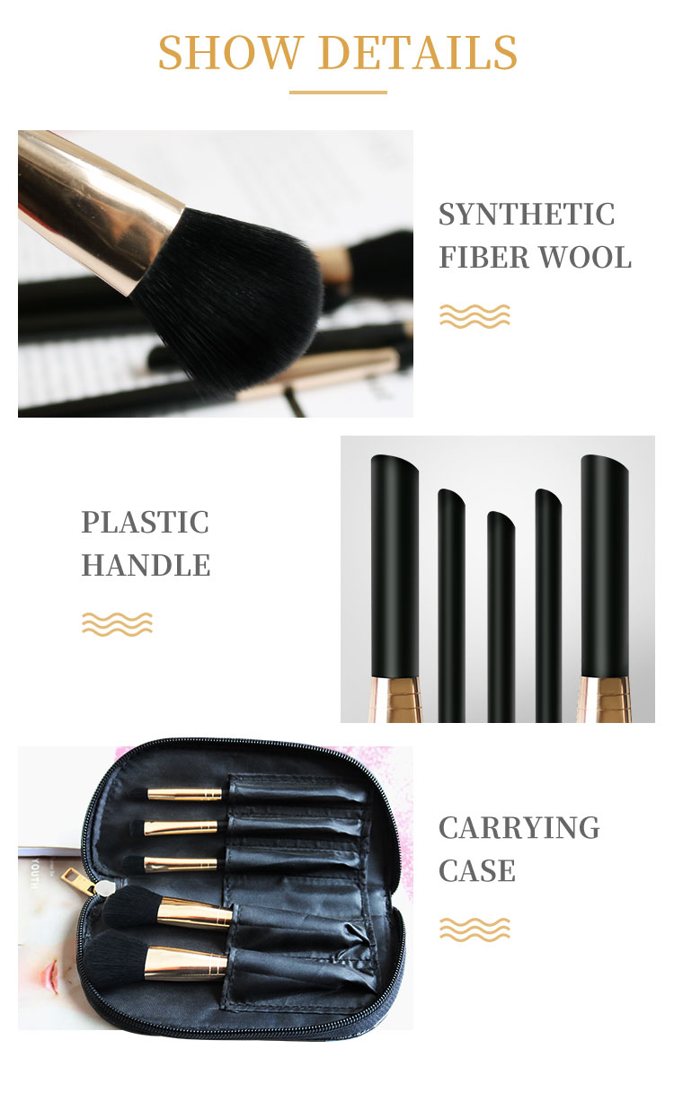 5 PIECE Essential  travel makeup brush set 4