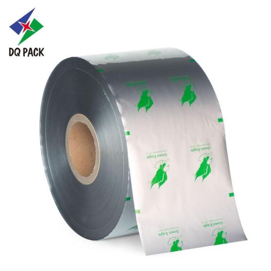 High barrier film in roll form with powder