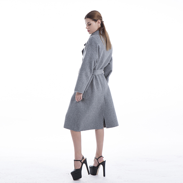 100% pure cashmere coat Long grey