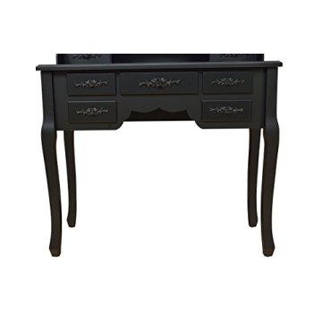 Factory Direct Collection Vanity Dressing Table Set with Stool, Black Make Up dresser