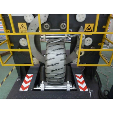 Motorcycle tire wrapping stretch film machine