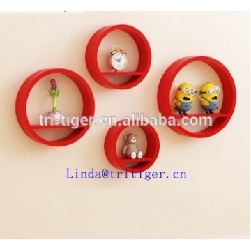 Colorful Red Blue Cute Round Wall Ledge Shelves Wooden household decor