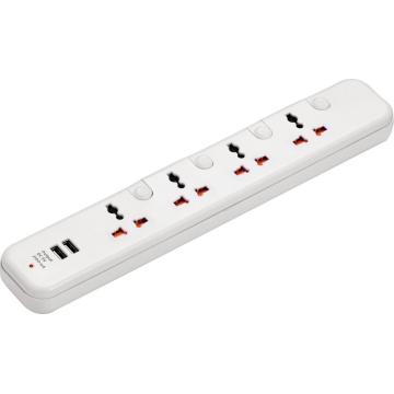 5 way universal extension socket with USB