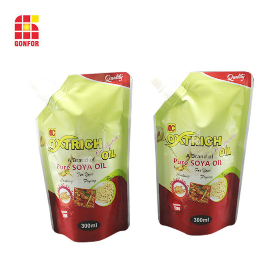 Stand Up Liquid Packaging Pouch With Spout