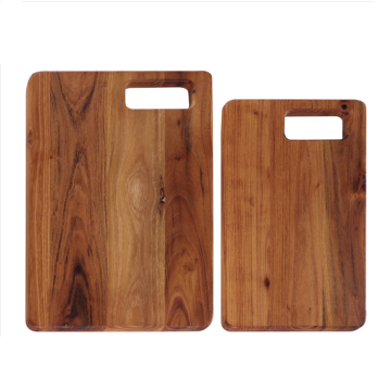 Rectangle teak wood chopping board with portable hole