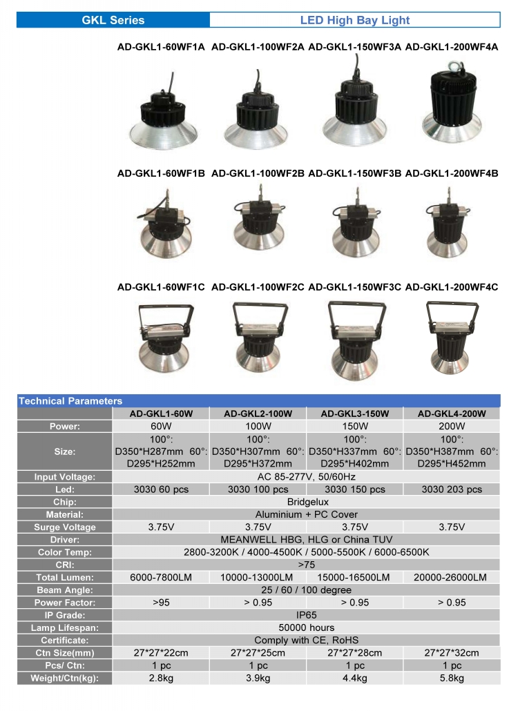 100w ufo led high bay light