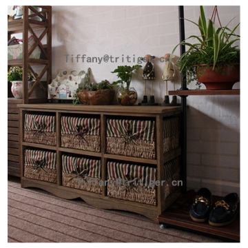 corn husk basket white color home furniture vintage antique wooden cabinet