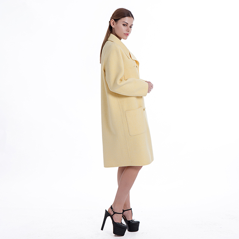 Classic Yellow Cashmere Blended Overcoat