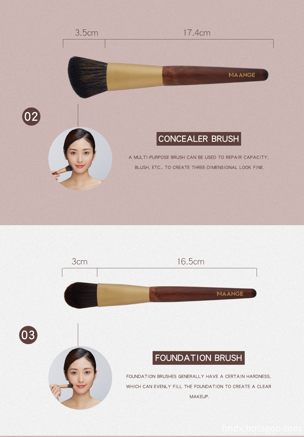 10 Pcs Wood Goat Hair Makeup Brush Sets Details 2