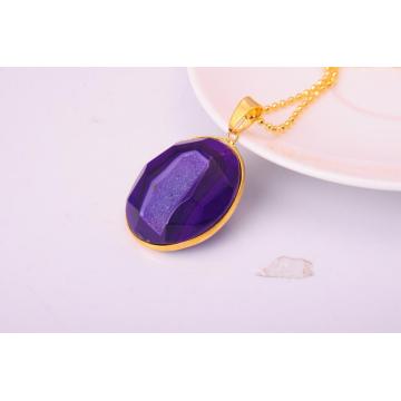 Natural Raw Agate pendant with Chain Crystal necklac