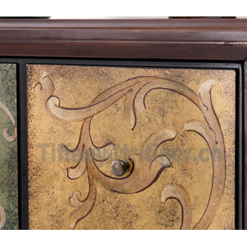 Living Room Painting Side Cabinet Mogao Grottoes pattern 100% solid antique cabinet