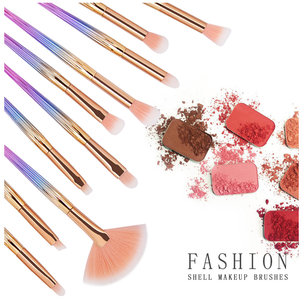 10 Piece Shell Makeup Brushe Sets 1