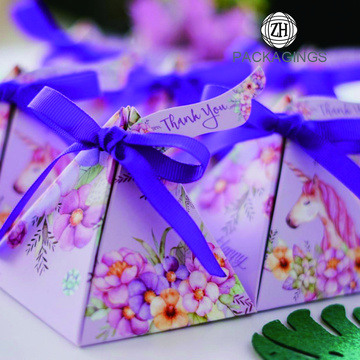 Handmade Flower Printed Pyramidal Candy Box