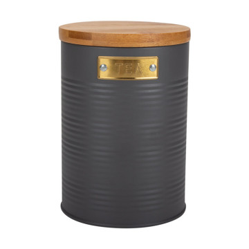 Round bamboo lid canister Grey