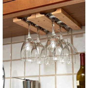Wood hanger storage rack for wine glass
