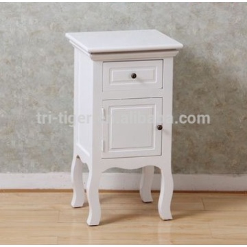 White Solid Wood British Style Tea Night Stand 2 Drawer Storage Organizer Cabinet Table