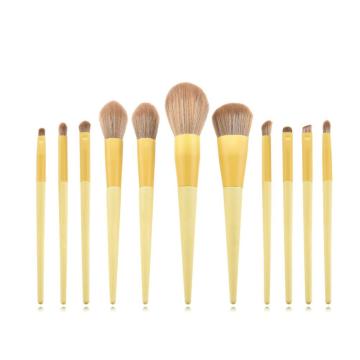 11Pcs Best Yellow Makeup Brushes Set Brand