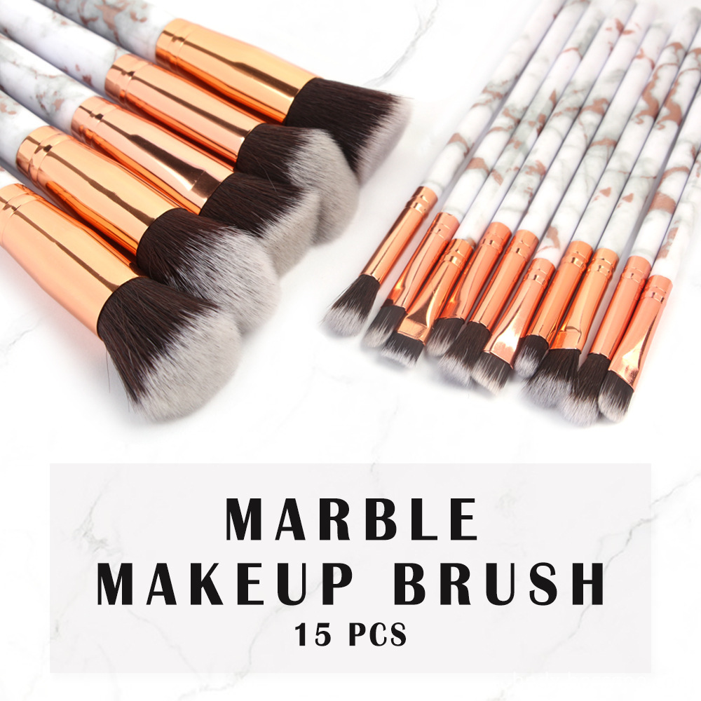 15 Pcs Marble Makeup Brush Set 1