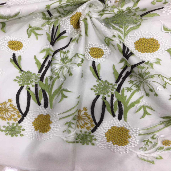 Sunflower Lace Embroidery Fabirc for clothing