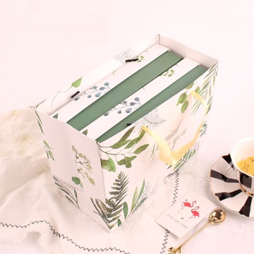 Green leaf pattern food box packaging design