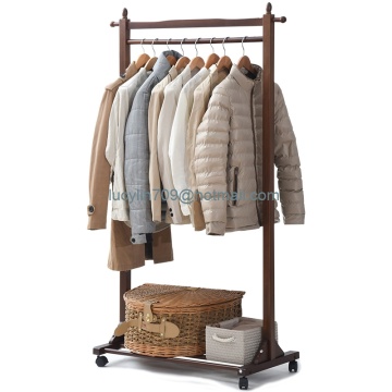 DOUBLE CLOTHES COAT RAIL GARMENT DRESS HANGING DISPLAY STAND SHOE RACK ON WHEELS