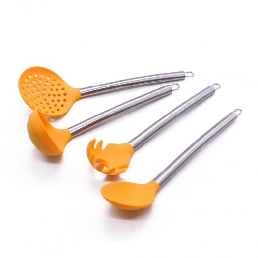 kitchen utensils silicone set stainless steel handle