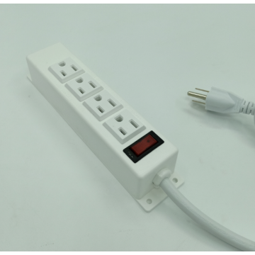 White 4 Sockets Surface Power Outlet