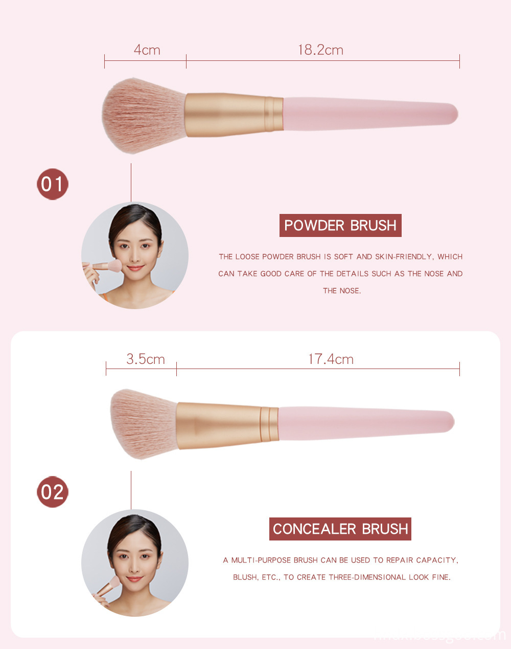 Pink Makeup Brushes Set