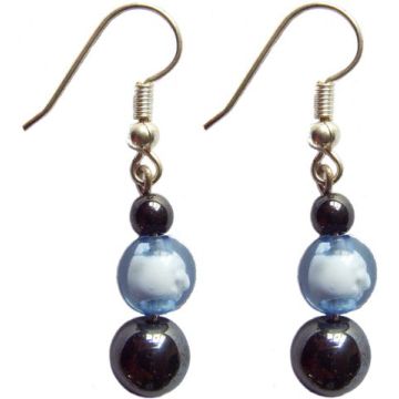 Hematite Earring With 925 Blue Silver Hook