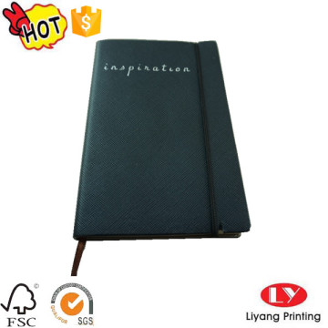 Leather notebook embossed printing with elactic