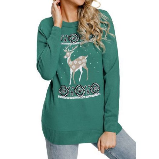 Best Selling Christmas Elk Printed Women Sweatshirts